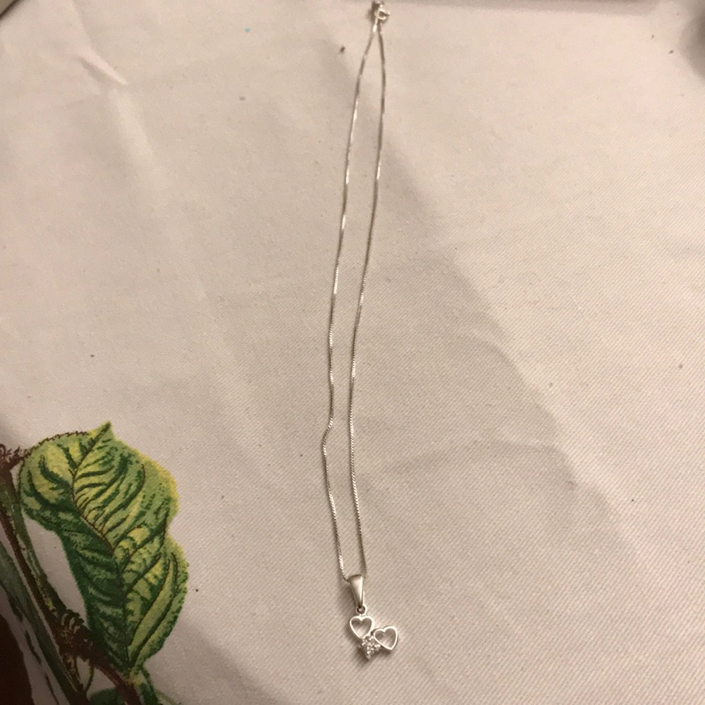 Silver necklace with hearts